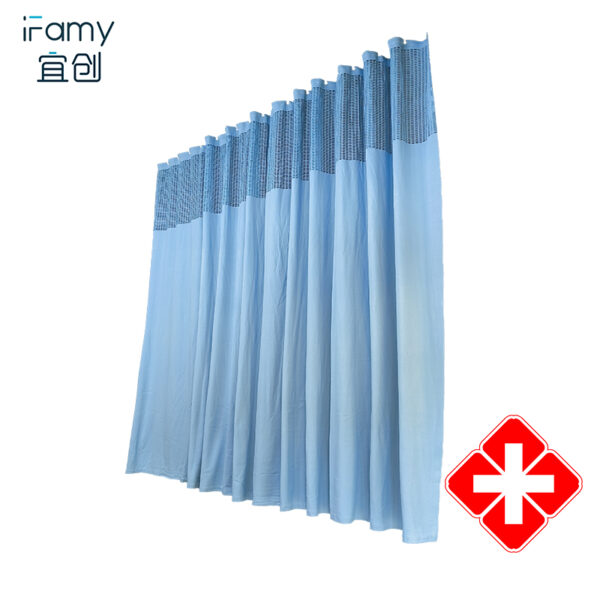Custom Drapery Hospital Privacy Curtain, Flame Retardant, Washable with mesh and Grommets