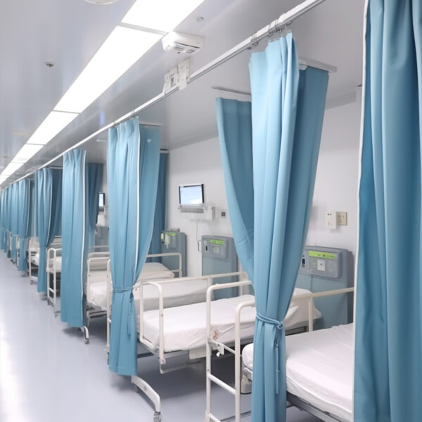 Custom Drapery Hospital Privacy Curtain, Flame Retardant, Washable with mesh and Grommets - Image 2